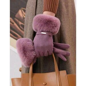 2/$30 Ladies Purple Fuzzy Winter Gloves - Stylish Warm Winter Gloves